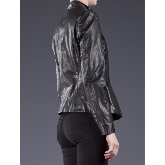Theyskens' Theory Jabari Nurin Hourglass Leather Jacket in Black Size 2 - $995 - Picture 7 of 8